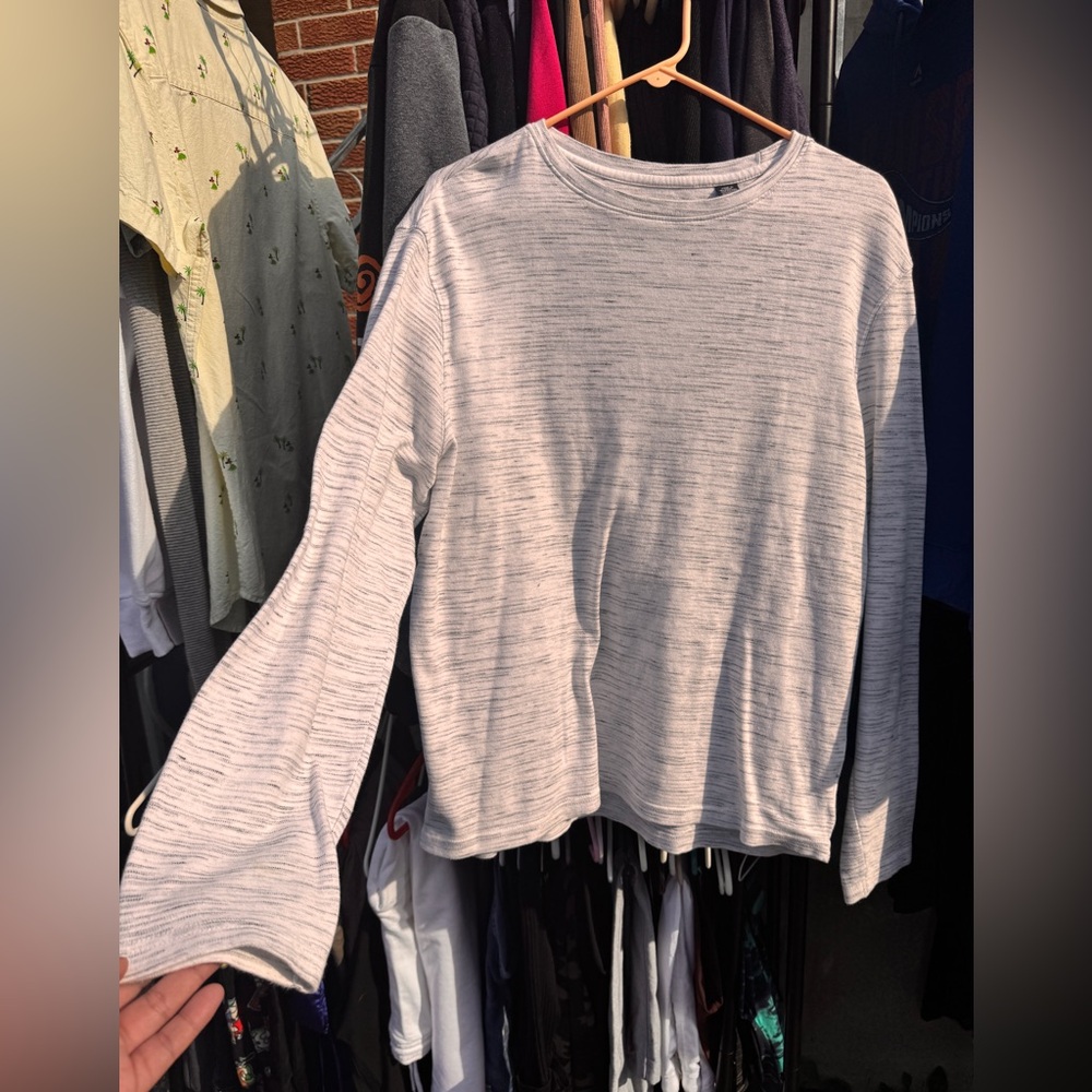 Light Gray Long-Sleeve Crewneck Top